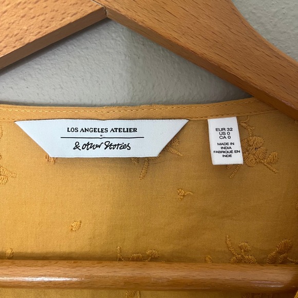 & Other Stories Dress Size 0 Yellow‎ Cotton Summer Maxi Floral Prairie Boho - Picture 6 of 7